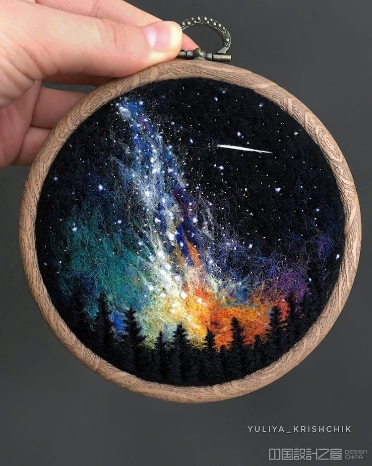 Space and Flower Embroidery by Yuliya Krishchik