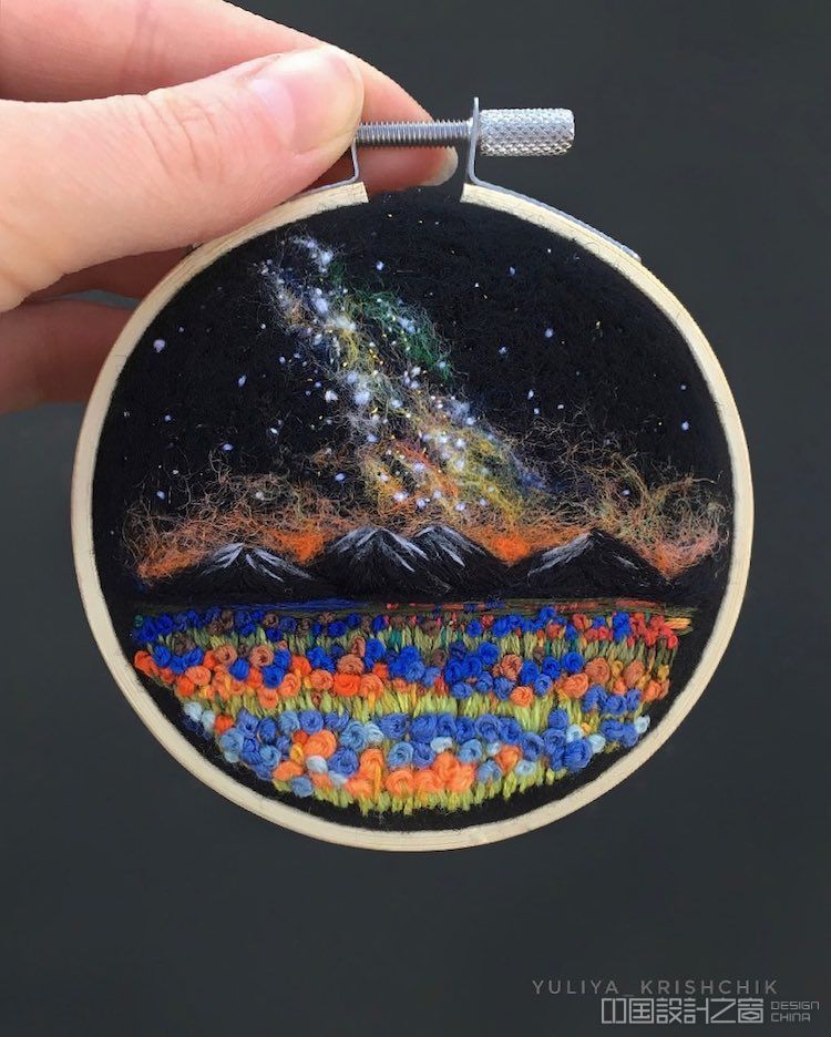 Space and Flower Embroidery by Yuliya Krishchik