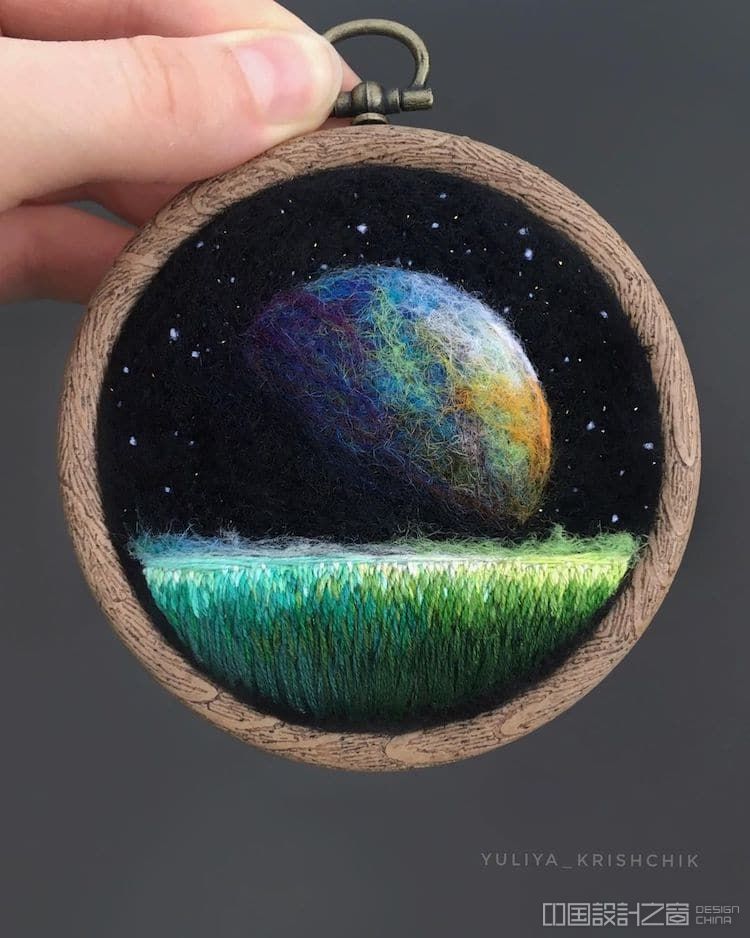 Space and Flower Embroidery by Yuliya Krishchik