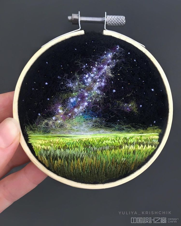 Space and Flower Embroidery by Yuliya Krishchik