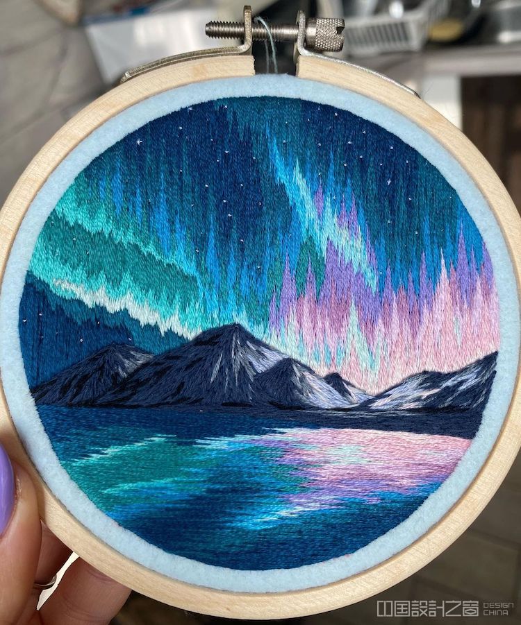Landscape Embroidery Art of the Northern LIghts