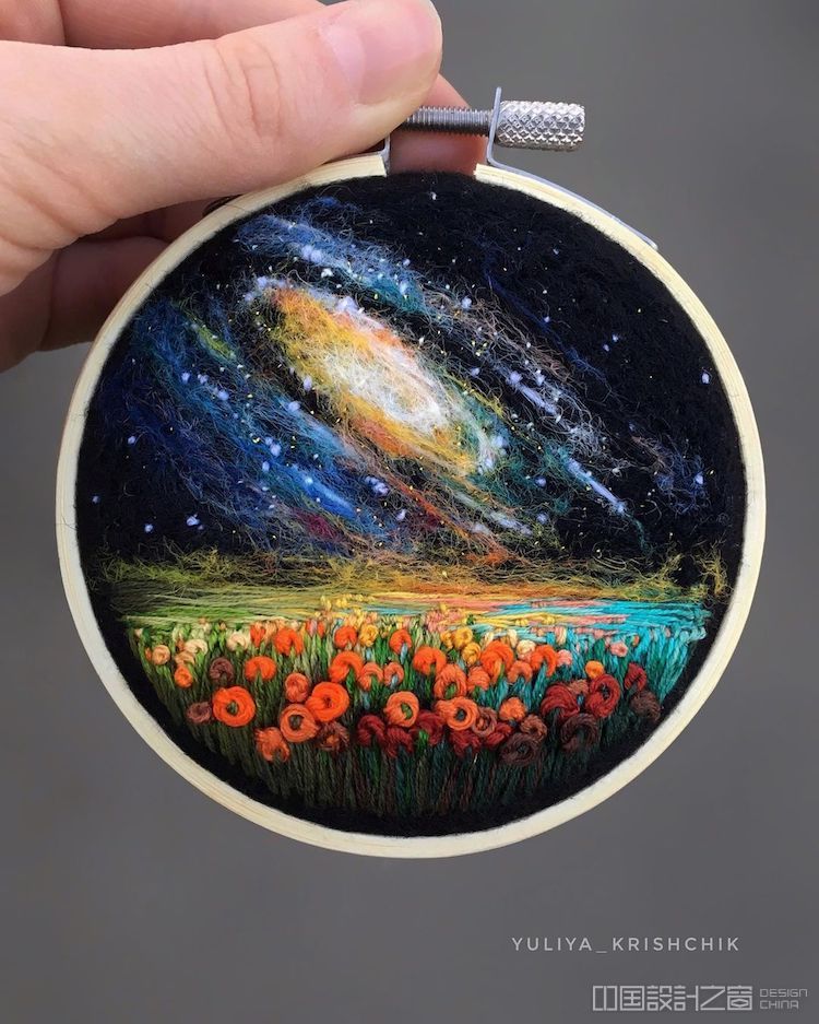 Space and Flower Embroidery by Yuliya Krishchik