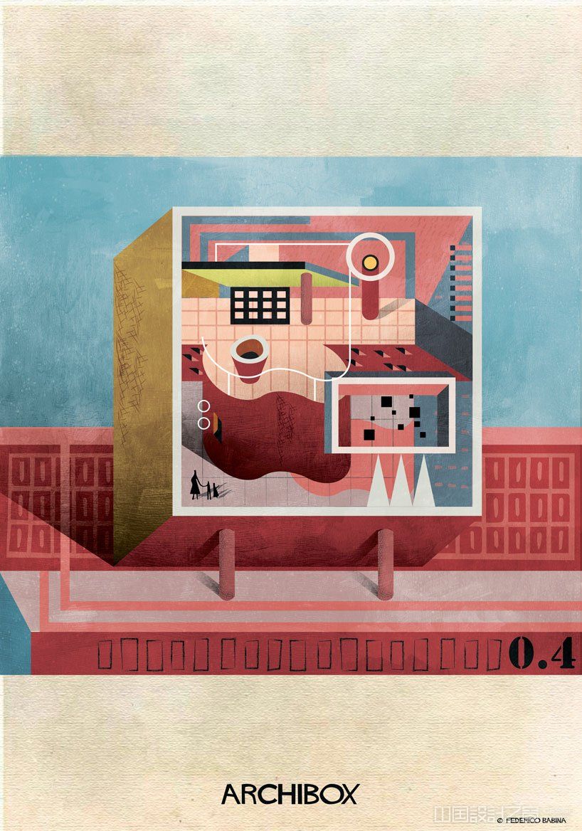 federico babina illustrates boxes of imaginary architecture with bold colors + geometries