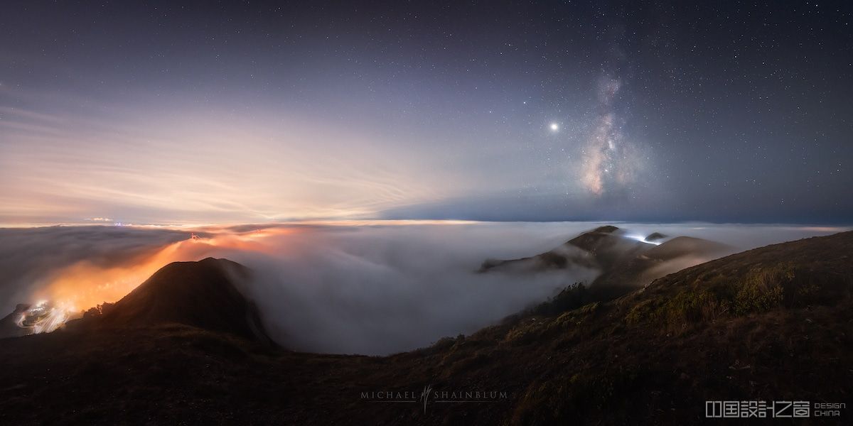 Golden Gate Bridge and Milky Way by Michael Shainblum