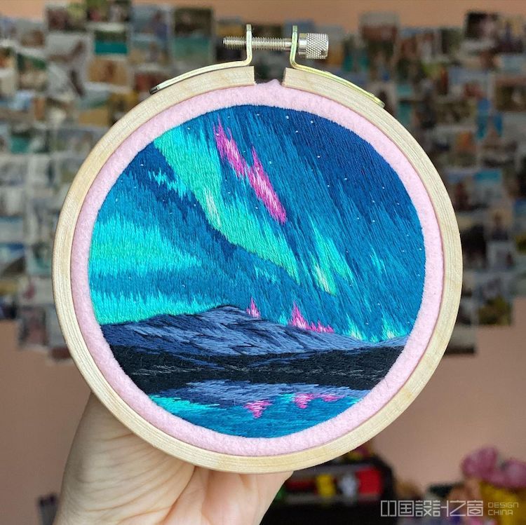 aLandscape Embroidery Art of the Northern LIghts