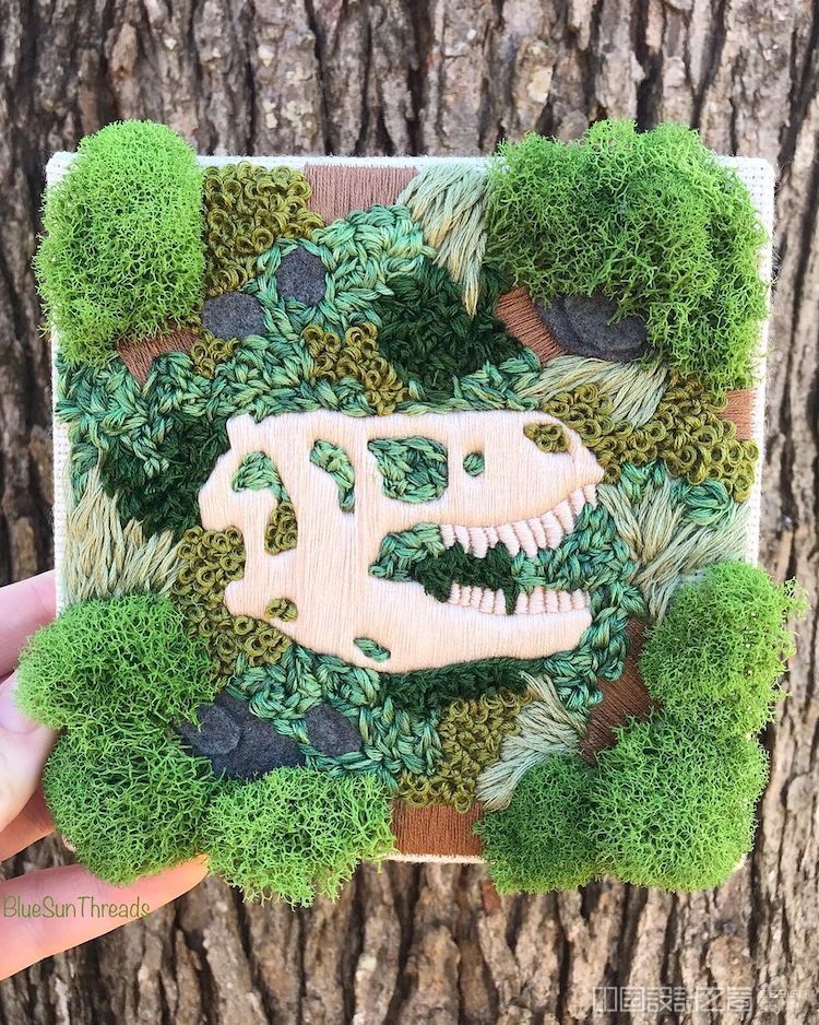 Fossil Embroidery Art by Rachel Crisp