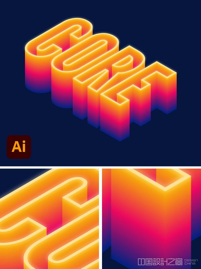 Colourful 3D Isometric Text Effect Illustrator Tutorial