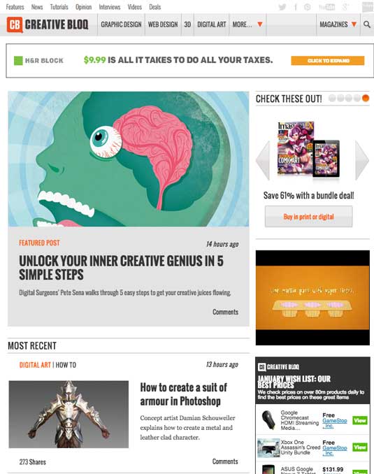 the homepage of Creative Bloq