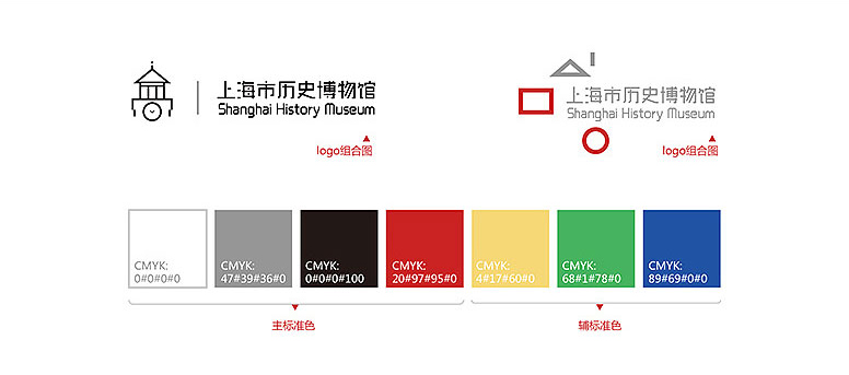 上海历史博物馆logo标志组合形式及标准颜色