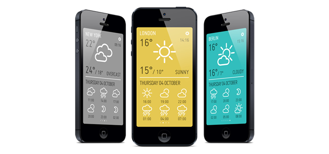 Minimeteo Flat Ico<em></em>nic mobile app weather