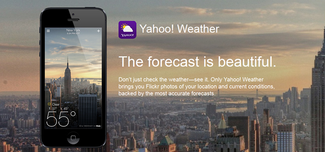 Yahoo! Weather mobile app photographic weather