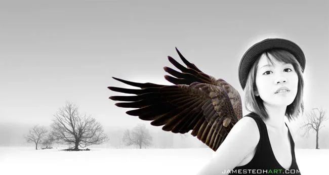 ps合成雪景里的天使图片详细步骤教程