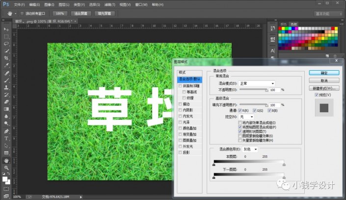 Photoshop制作一款渗透草丛中的特效文字草坪