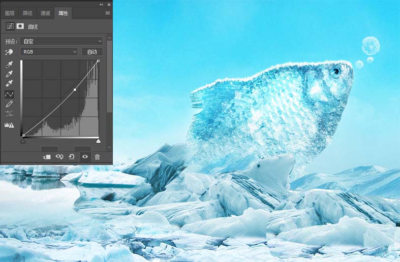 PS教程!如何合成跳出冰面的冰冻鱼