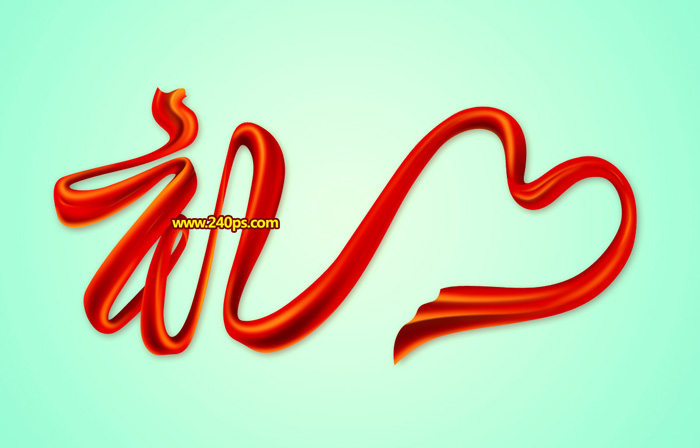Photoshop设计制作漂亮的红色丝绸礼字