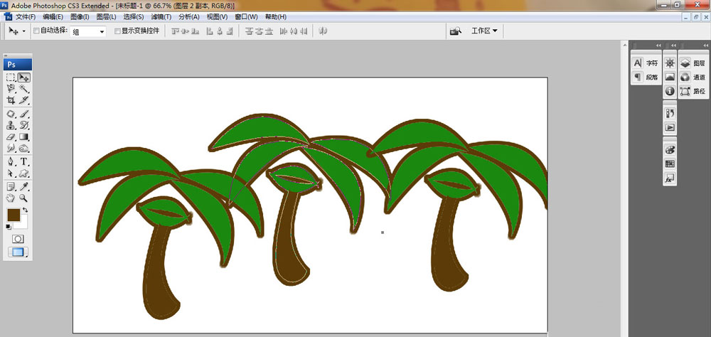 ps怎么手绘椰子树? ps卡通椰子树的画法