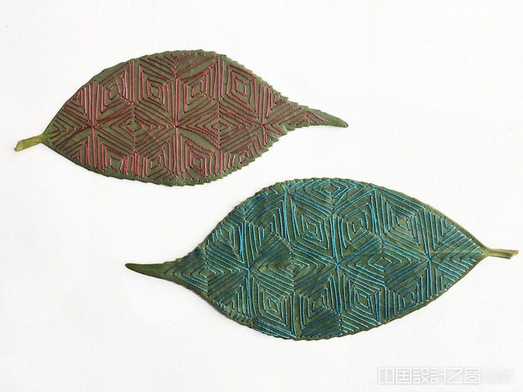 Embroidery on Leaves by Hillary Waters Fayle