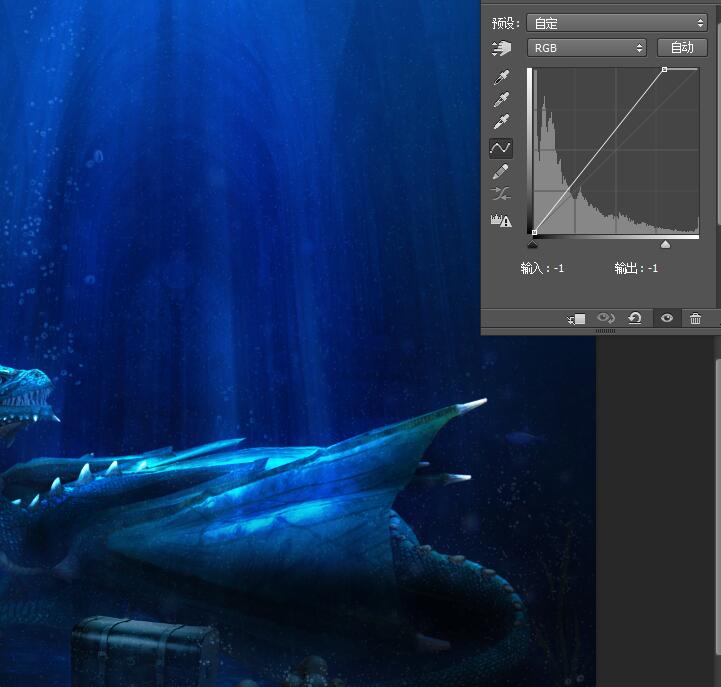 教你怎样用PS合成潜入海底寻宝遇见守护龙的场景