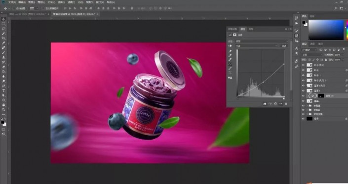 PS合成一张蓝莓果酱宣传海报美工教程