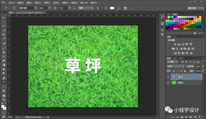 Photoshop制作一款渗透草丛中的特效文字草坪