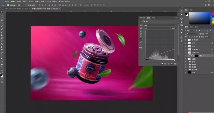 PS合成一张蓝莓果酱宣传海报美工教程