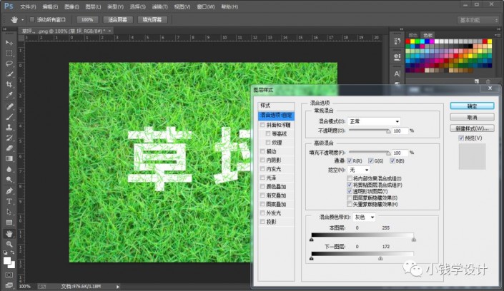 Photoshop制作一款渗透草丛中的特效文字草坪