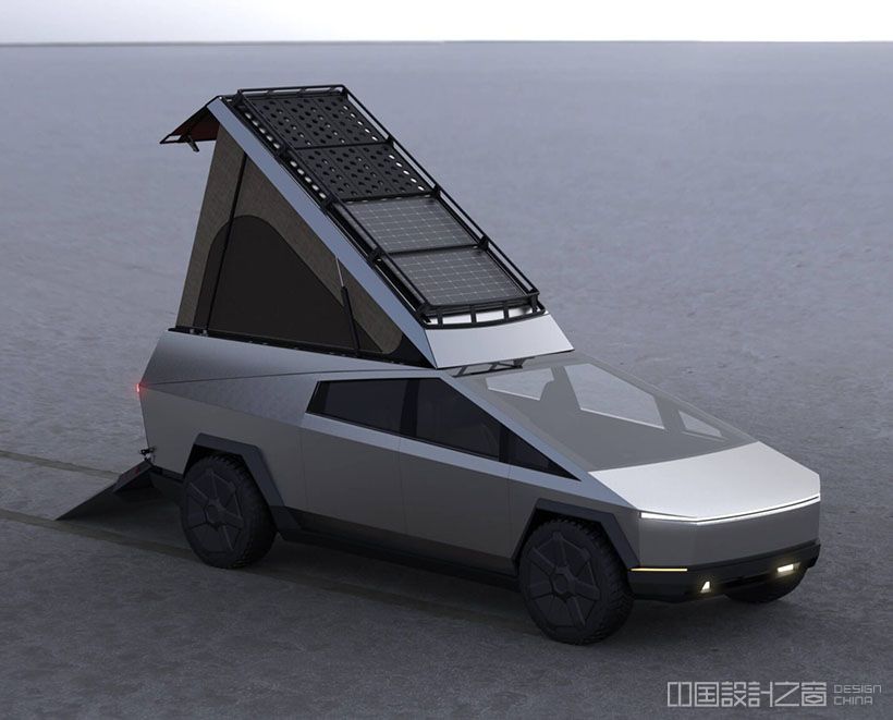 Space Camper: Wedge-Style Pop-up Camper for Tesla Cybertruck