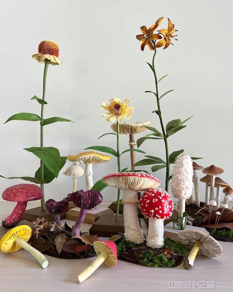 Mushroom Sculptures by Ann Wood of Woodlucker