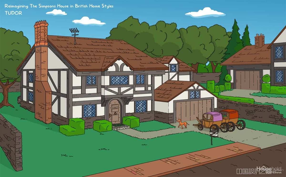 Ingenious Illustrations Reimagine the Simpsons' House in 8 Different British Architecture Styles