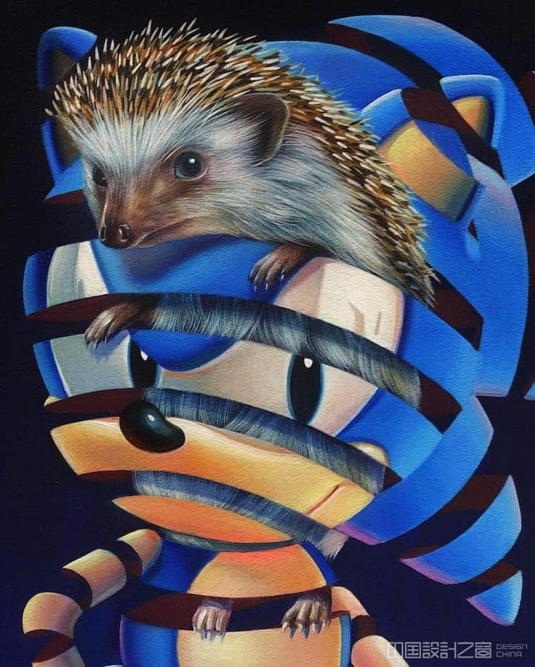 So<em></em>nic the Hedgehog unraveling to reveal an actual hedgehog