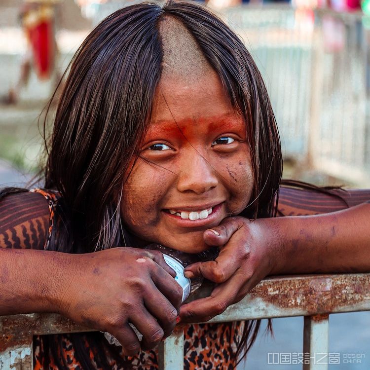 Young Kayapó (Mebêngôkre) girl at a protest in Brasília