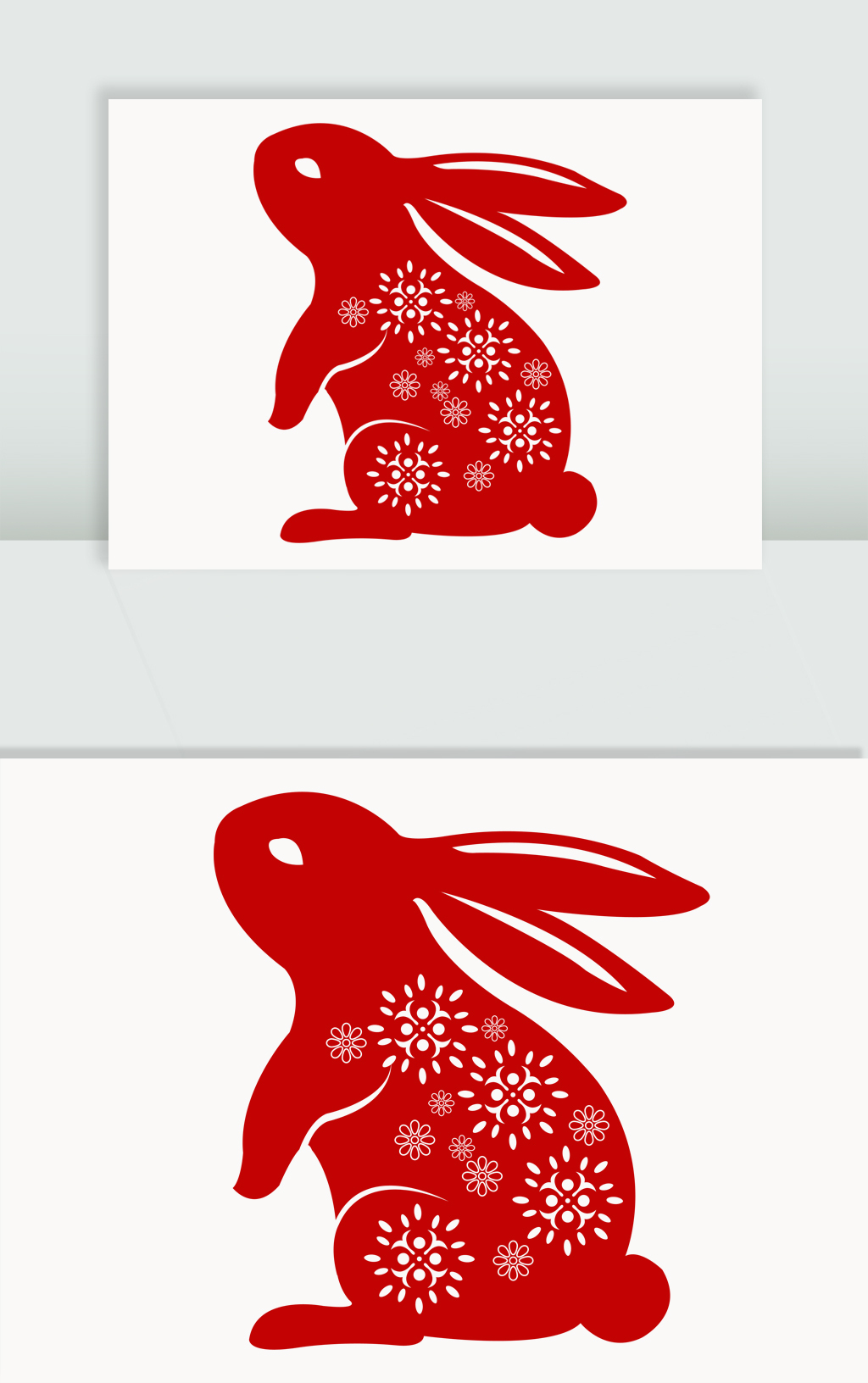 红色剪纸兔子