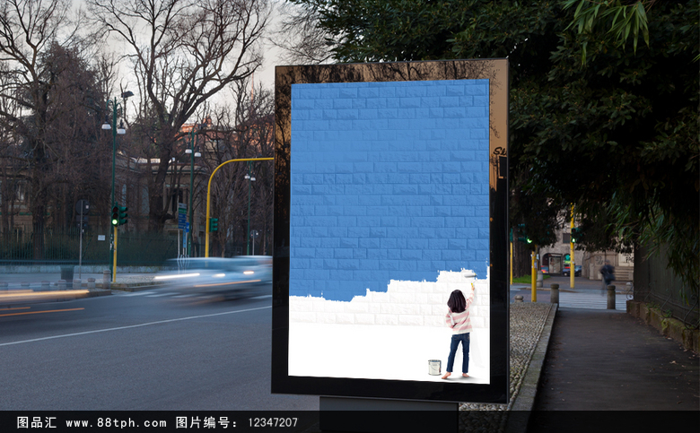 蓝色墙体砖块背景
