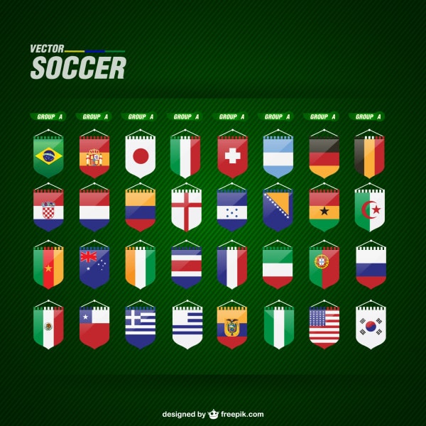 彩色世界杯32强国旗
