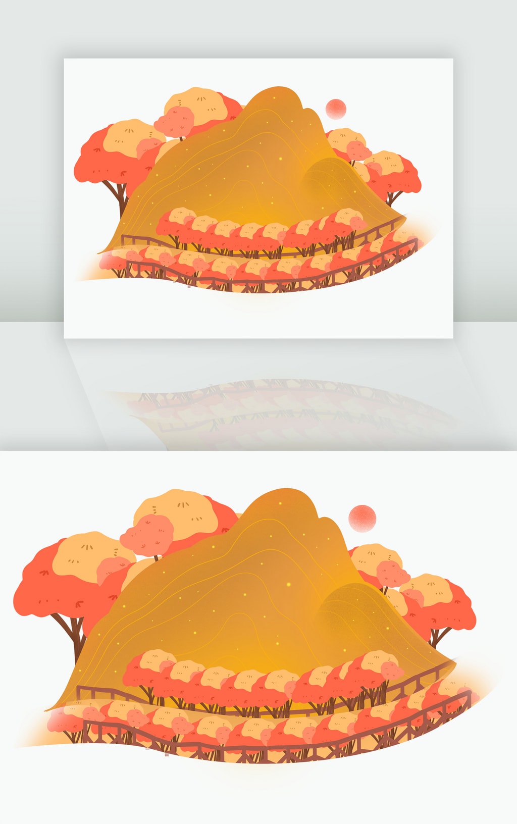 秋季扁平风格树木插画