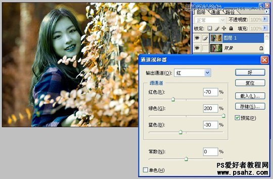 photoshop调出秋景美女艺术照效果