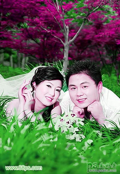 photoshop给清新的情侣婚片进行调色及美化处理