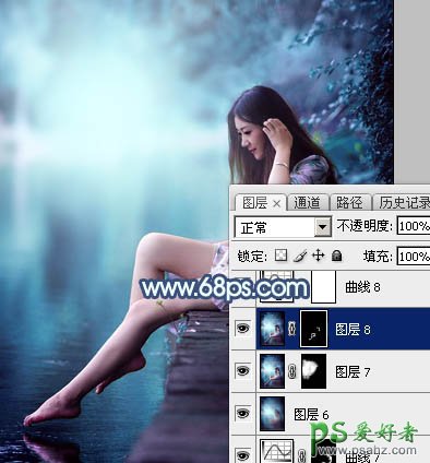 PS调色教程：给未成年清纯少女写真照调出魔幻般的青蓝色效果