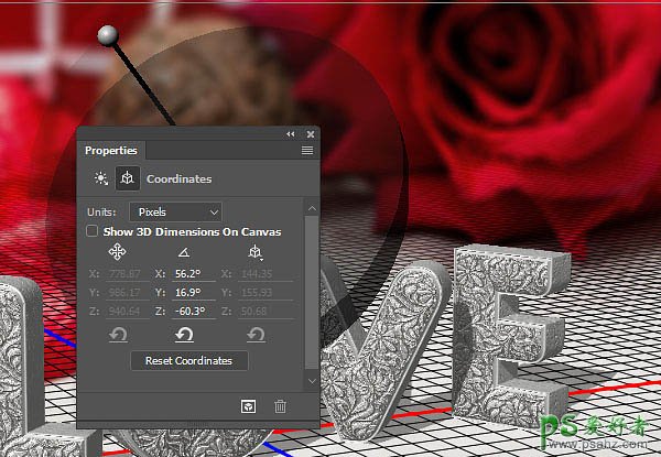 利用PHOTOSHOP 3D工具设计细腻的浮雕花纹立体字-花纹艺术字体