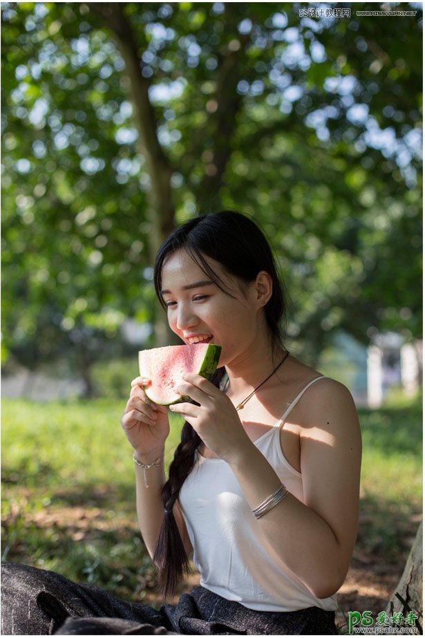 PS调色教程：给夏日少女人像照片调出唯美的小清新色彩，日系色彩