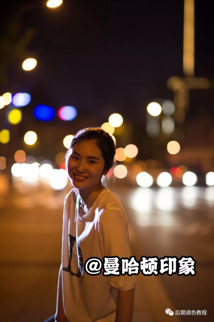 PS美女照片调色实例：给夜色中的城市美女写真照调出绚丽的色彩。