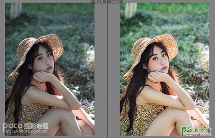 PS女生照片调色：学习给漂亮女生写真照调出夏末秋初清新暖色调。