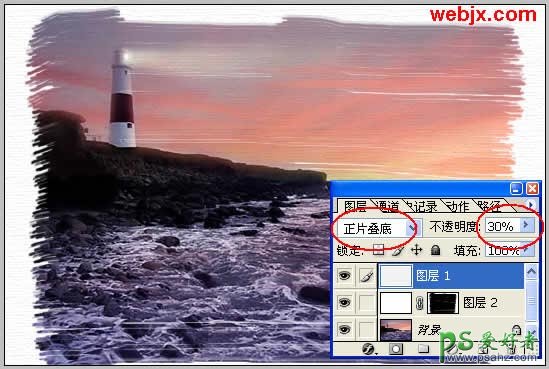 photoshop给卡通风景照制作出漂亮的笔刷边缘效果