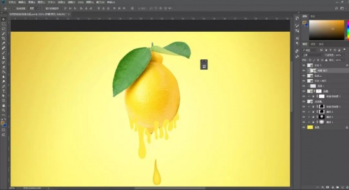 PS特效图片合成：打造油漆滴落效果的柠檬，自然色彩油漆柠檬。