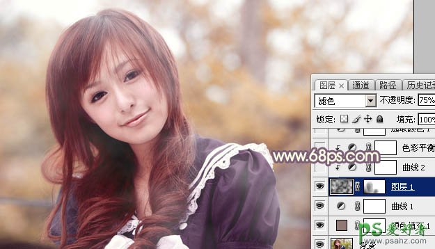 Photoshop给外景漂亮女生照片 女生摄影写真照调出唯美的中性色彩