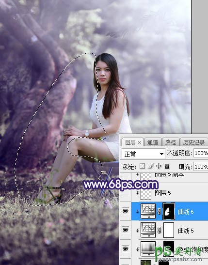 Photoshop给绿荫中自拍的可爱萌女艺术写真集调出甜美清新的色彩