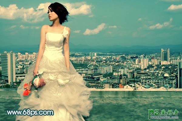 photoshop调出柔和色彩的婚纱照美女艺术照