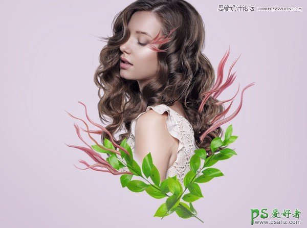 PS人像合成教程：打造一幅欧美美女头像与花朵的完美合成效果图