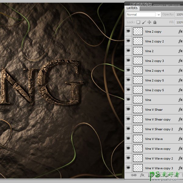 利用photoshop滤镜及图层样式设计漂亮风格的褐色岩石字体