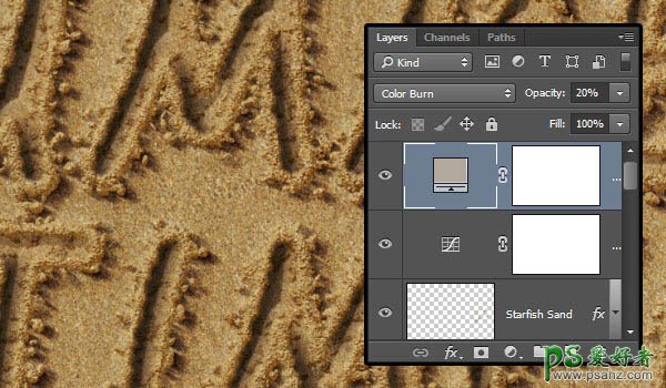 利用Photoshop画笔及图层样式设计出创意的沙滩划痕字体效果
